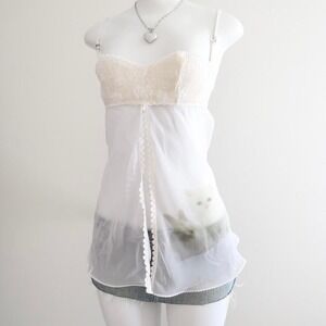 vintage la senza kitten babydoll top size medium